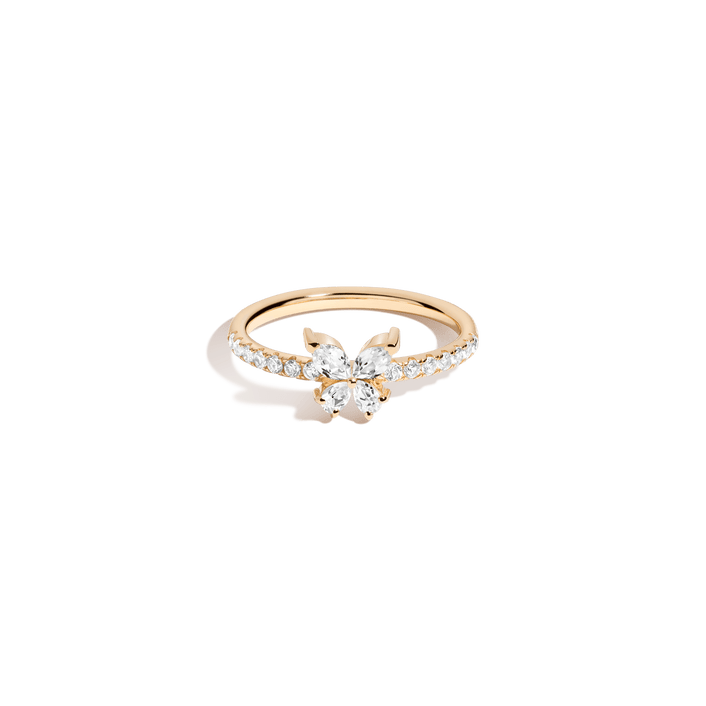 White Sapphire Butterfly Ring Vermeil Yellow Gold