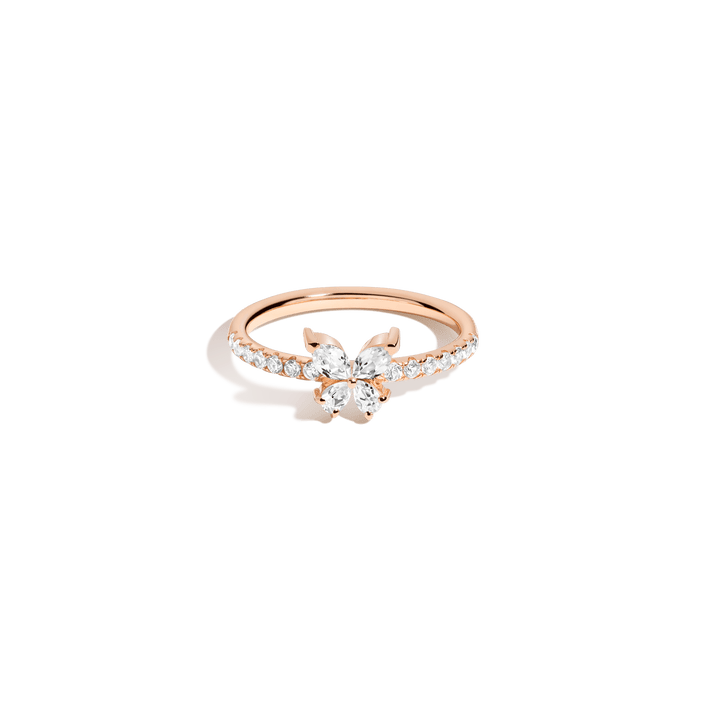 White Sapphire Butterfly Ring Vermeil Rose Gold