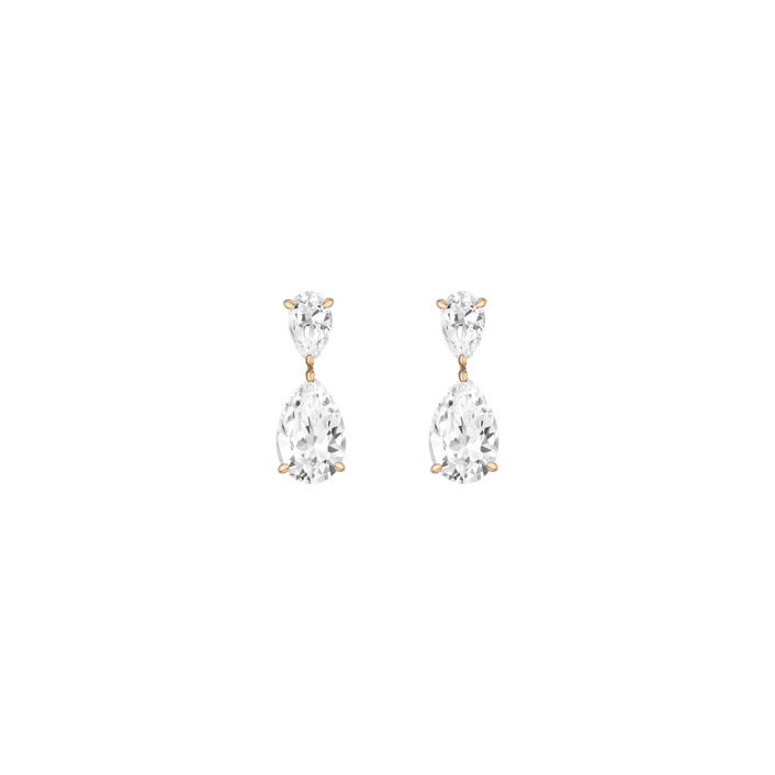 White Sapphire Pear Drop Earrings