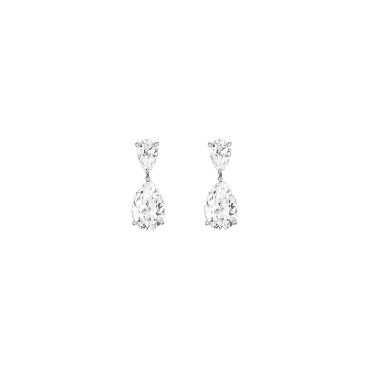 White Sapphire Pear Drop Earrings Vermeil White Gold Pair First