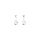 Lab Grown White Sapphire Pear Drop Earrings