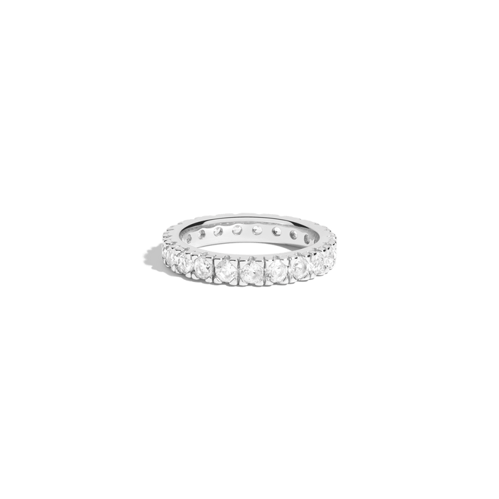 White Sapphire Eternity Ring Vermeil White Gold 2ct