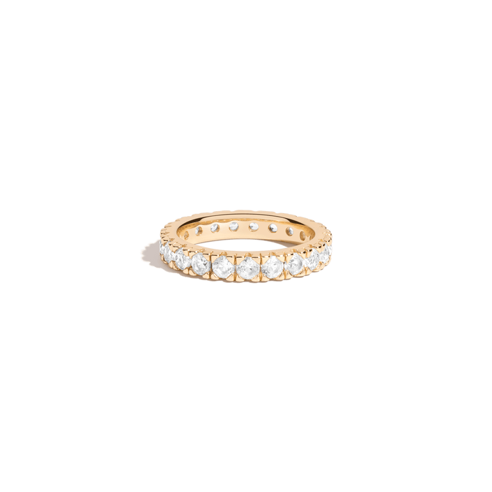 2ct Lab Grown White Sapphire Eternity Ring Vermeil Yellow Gold First