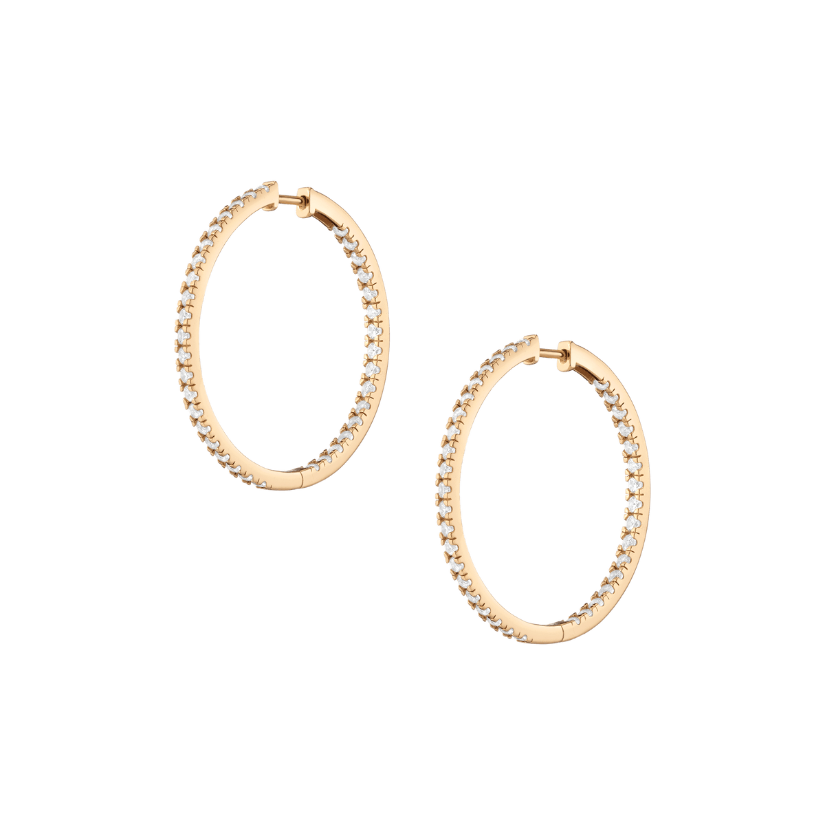 White Sapphire Hoops Earrings Vermeil Yellow Gold 35mm