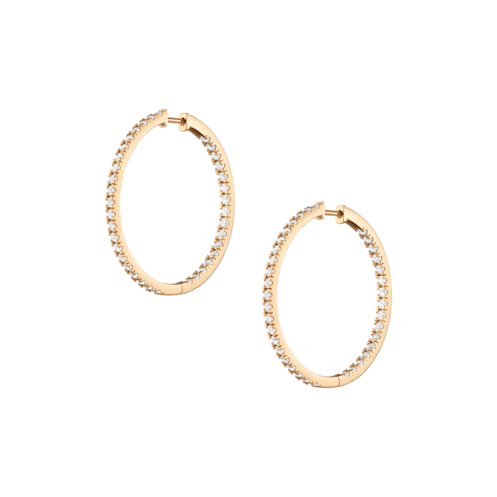 White Sapphire Hoops Earrings Vermeil Yellow Gold 35mm