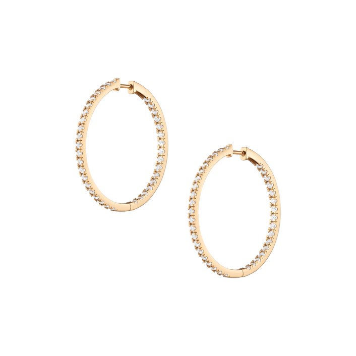 White Sapphire Hoops Earrings Vermeil Yellow Gold 35mm First