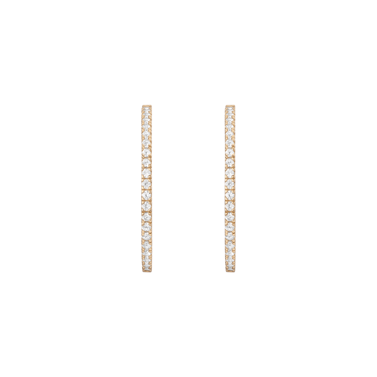 White Sapphire Hoops Earrings Vermeil Yellow Gold 35mm