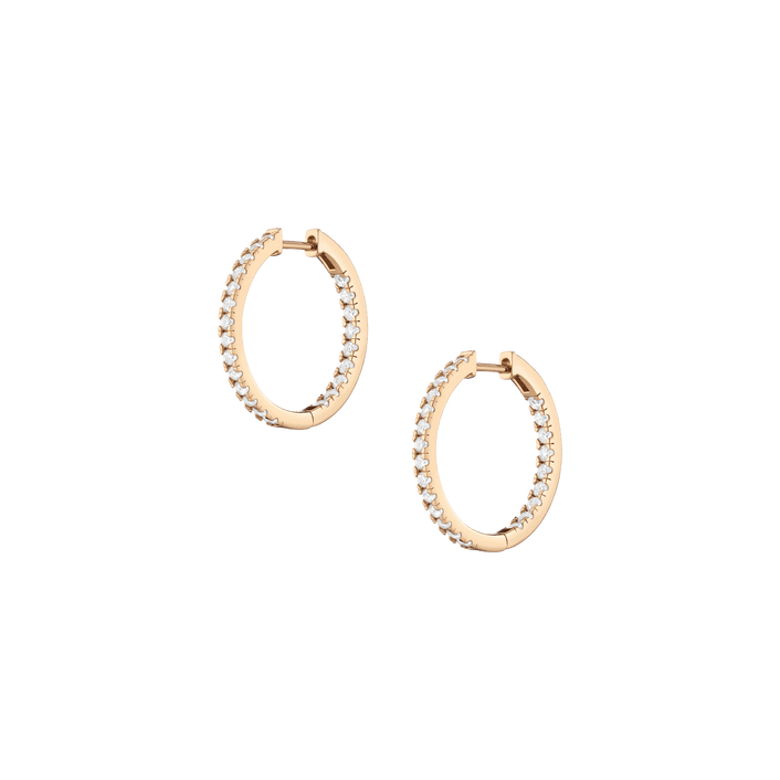 White Sapphire Hoops Earrings Vermeil Yellow Gold 25mm First