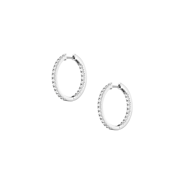 White Sapphire Hoops Earrings Vermeil White Gold 25mm First