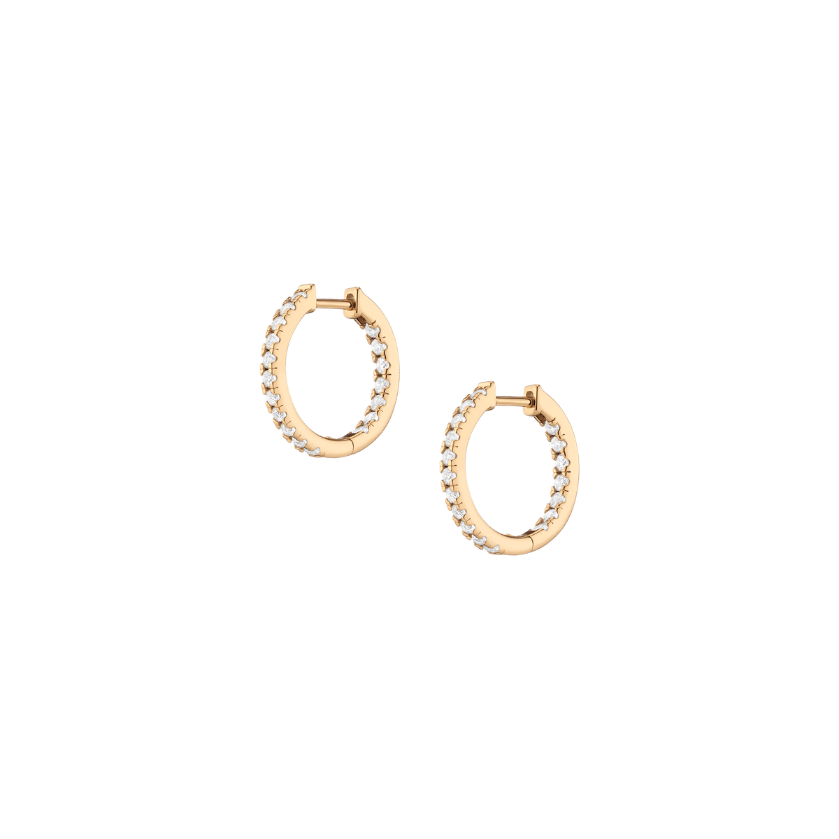 White Sapphire Hoops Earrings Vermeil Yellow Gold 20mm
