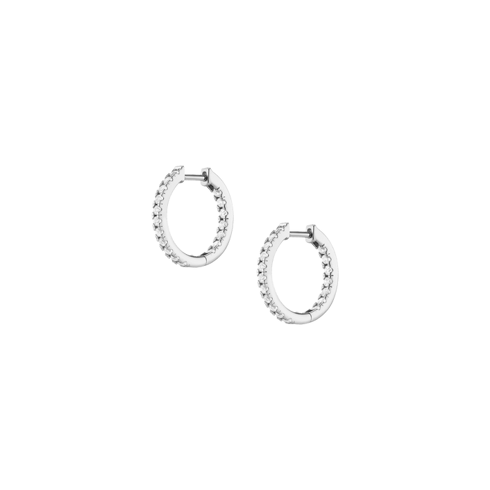 White Sapphire Hoops Earrings Vermeil White Gold 20mm