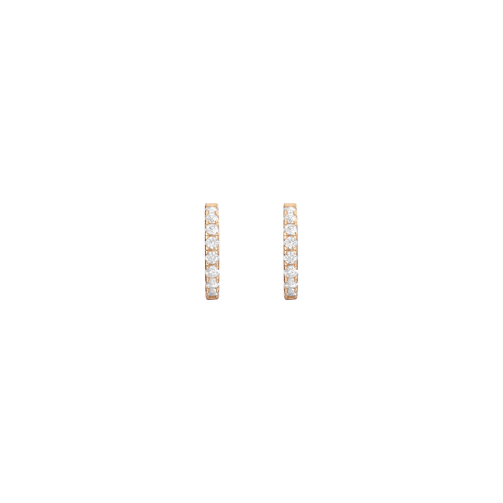 White Sapphire Huggie Earrings Vermeil Yellow Gold 15mm