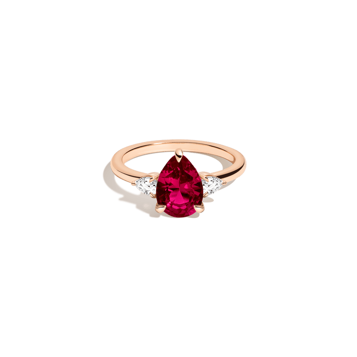 Pear Gemstone Cocktail Ring Vermeil 14k 18k Rose Gold Red Ruby