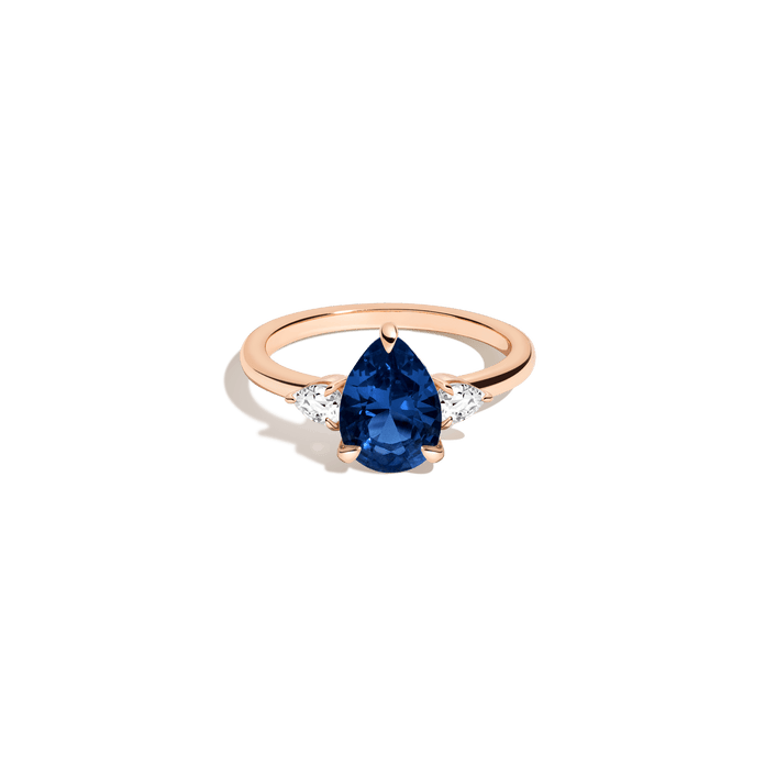 Pear Gemstone Cocktail Ring Vermeil 14k 18k Rose Gold Blue Sapphire First