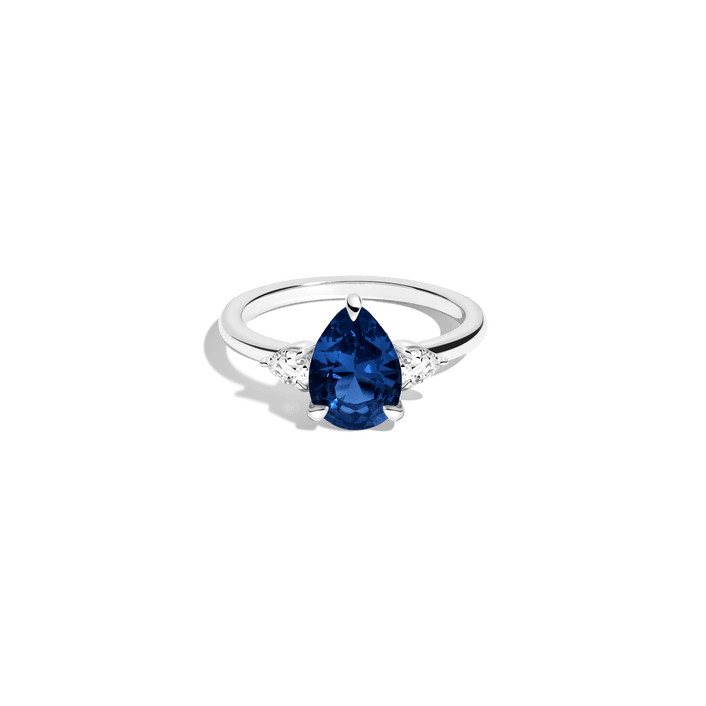 Pear Gemstone Cocktail Ring Vermeil 14k 18k White Gold Blue Sapphire First