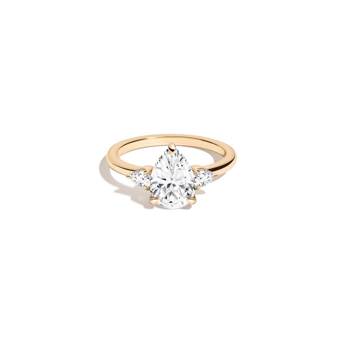 Pear Gemstone Cocktail Ring Vermeil 14k 18k Yellow Gold White Sapphire