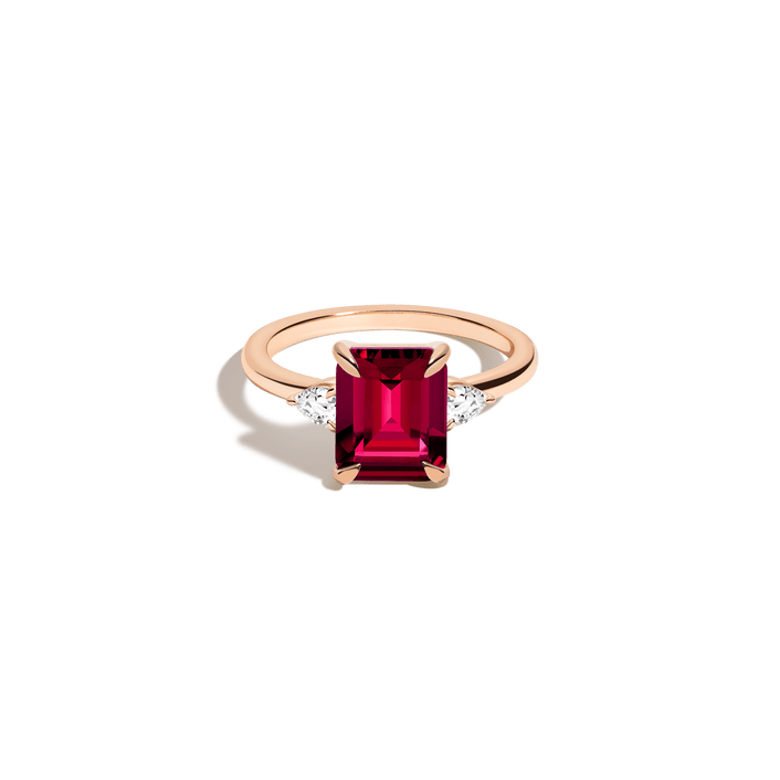 Emerald Gemstone Cocktail Ring Vermeil 14k 18k Rose Gold Red Ruby