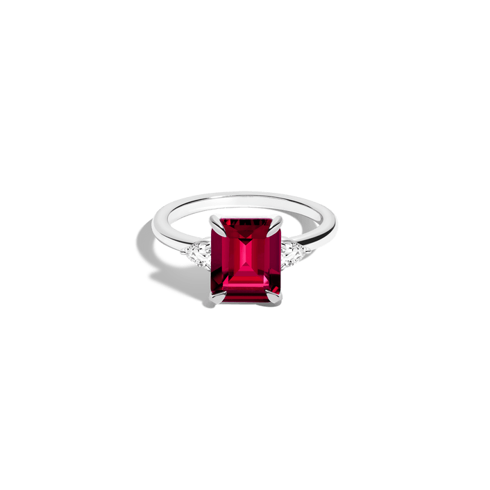 Emerald Gemstone Cocktail Ring Vermeil 14k 18k White Gold Red Ruby