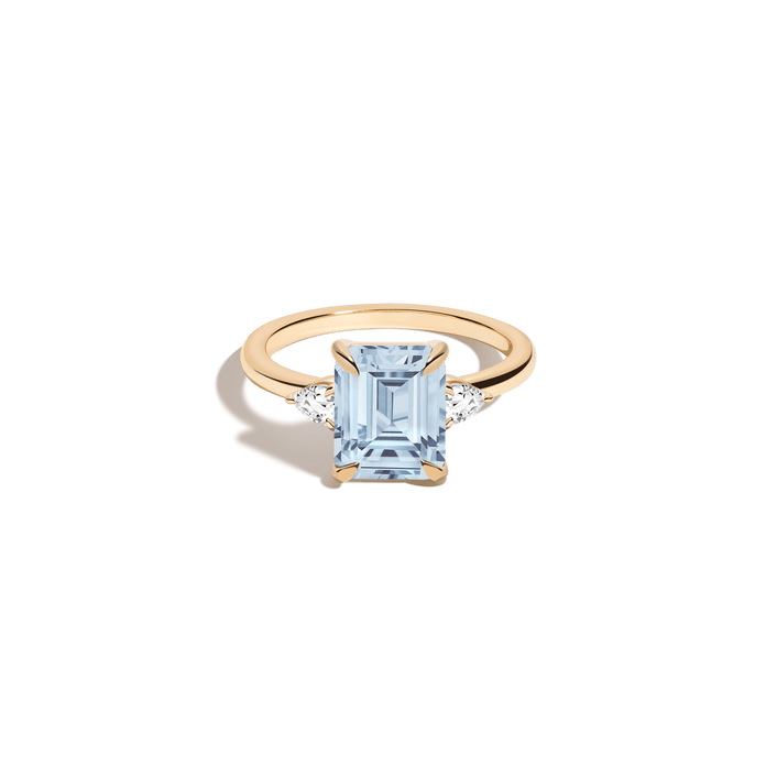 Emerald Gemstone Cocktail Ring Vermeil 14k 18k Yellow Gold Aquamarine