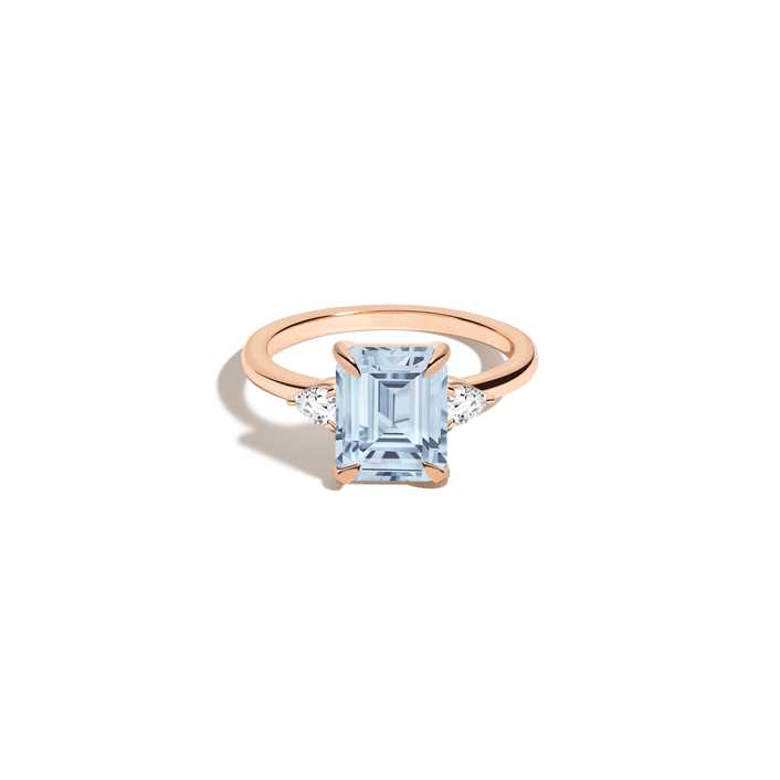 Emerald Gemstone Cocktail Ring Vermeil 14k 18k Rose Gold Aquamarine First