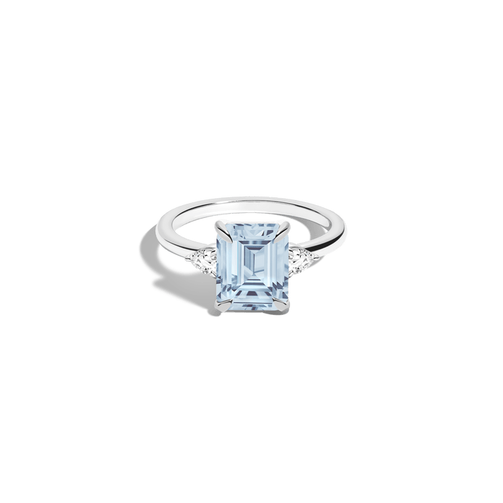 Emerald Gemstone Cocktail Ring - Aquamarine Vermeil 14k White Gold First