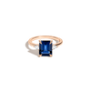 Emerald Gemstone Cocktail Ring - Blue Sapphire Vermeil 14k Rose Gold First