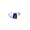 Emerald Gemstone Cocktail Ring - Blue Sapphire Vermeil 14k White Gold First