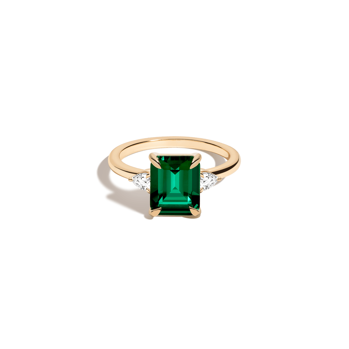 Emerald Gemstone Cocktail Ring - White Sapphire