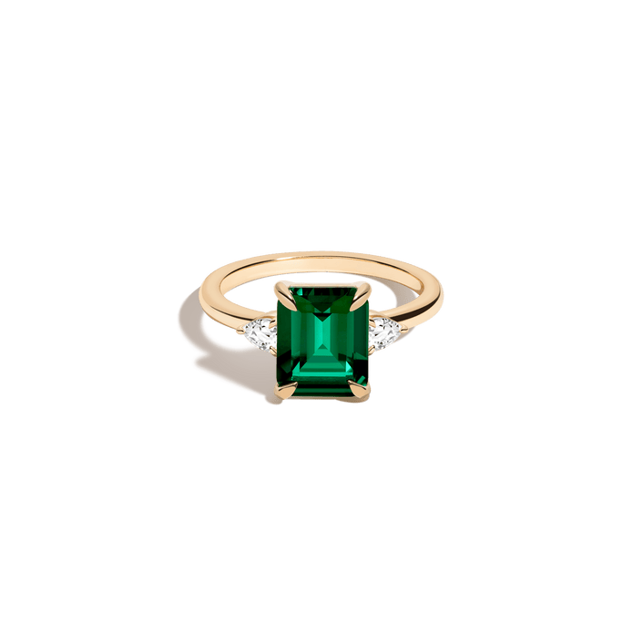 Emerald Gemstone Cocktail Ring Vermeil 14k 18k Yellow Gold Green Emerald First