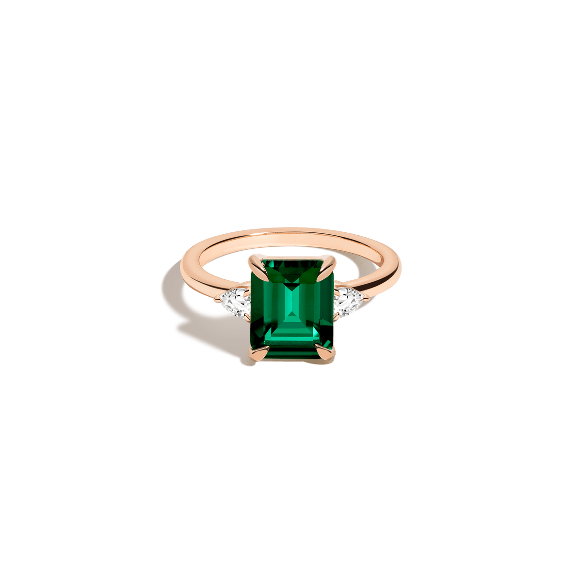Emerald Gemstone Cocktail Ring - White Sapphire