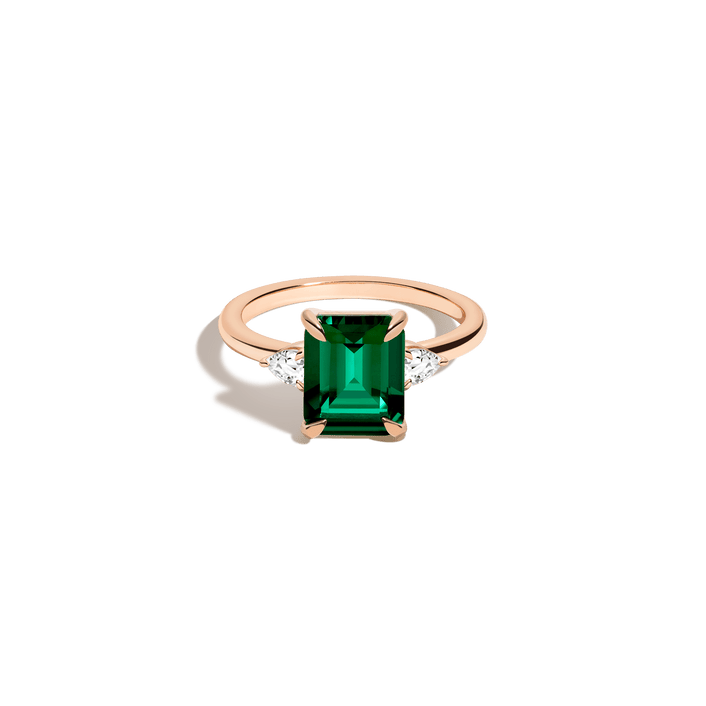 Emerald Gemstone Cocktail Ring Vermeil 14k 18k Rose Gold Green Emerald First