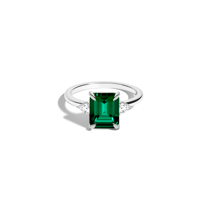 Emerald Gemstone Cocktail Ring Vermeil 14k 18k White Gold Green Emerald First