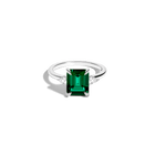 Emerald Gemstone Cocktail Ring - White Sapphire