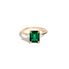 Emerald Gemstone Cocktail Ring - Green Emerald Vermeil 14k Yellow Gold First