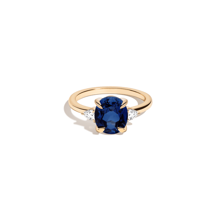 Oval Gemstone Cocktail Ring Vermeil 14k 18k Yellow Gold Blue Sapphire First