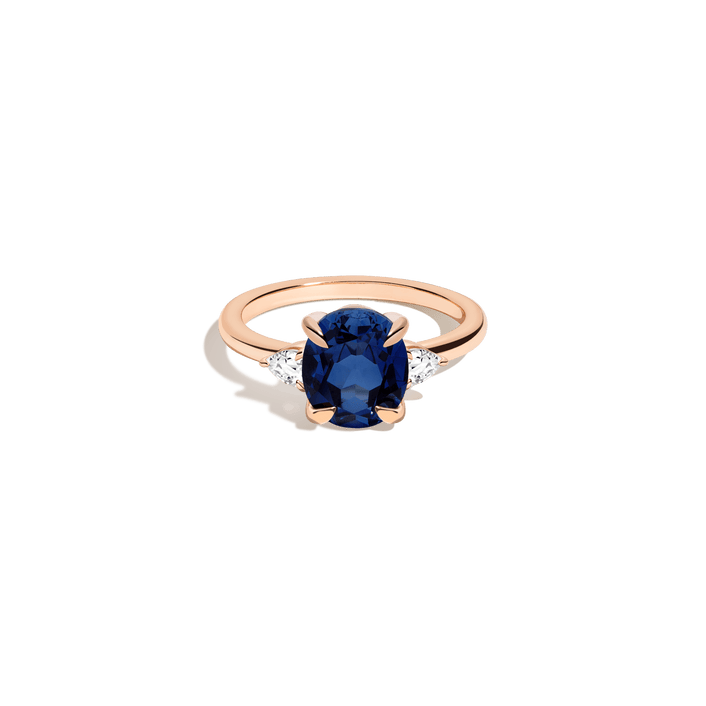 Oval Gemstone Cocktail Ring Vermeil 14k 18k Rose Gold Blue Sapphire First