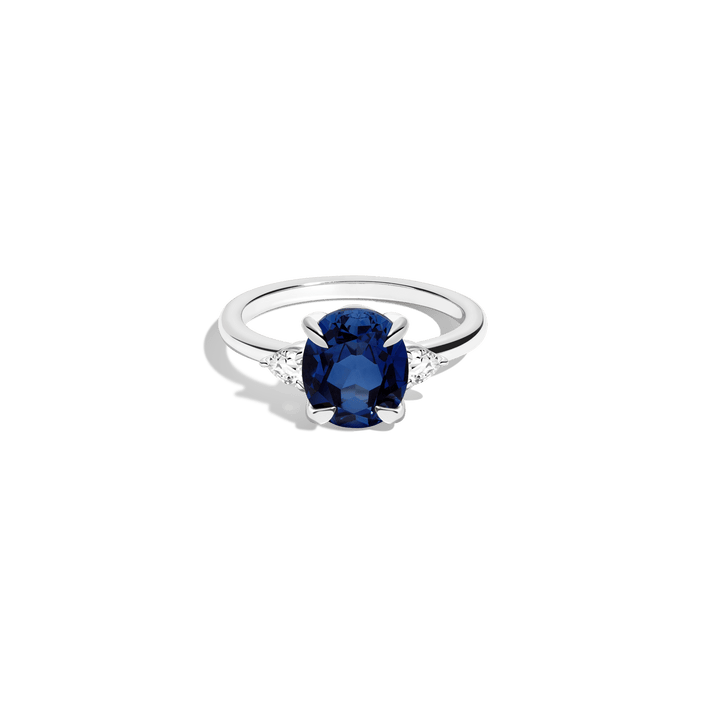 Oval Gemstone Cocktail Ring Vermeil 14k 18k White Gold Blue Sapphire First