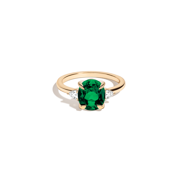 Oval Gemstone Cocktail Ring Vermeil 14k 18k Yellow Gold Green Emerald