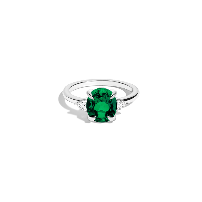 Oval Gemstone Cocktail Ring Vermeil 14k 18k White Gold Green Emerald