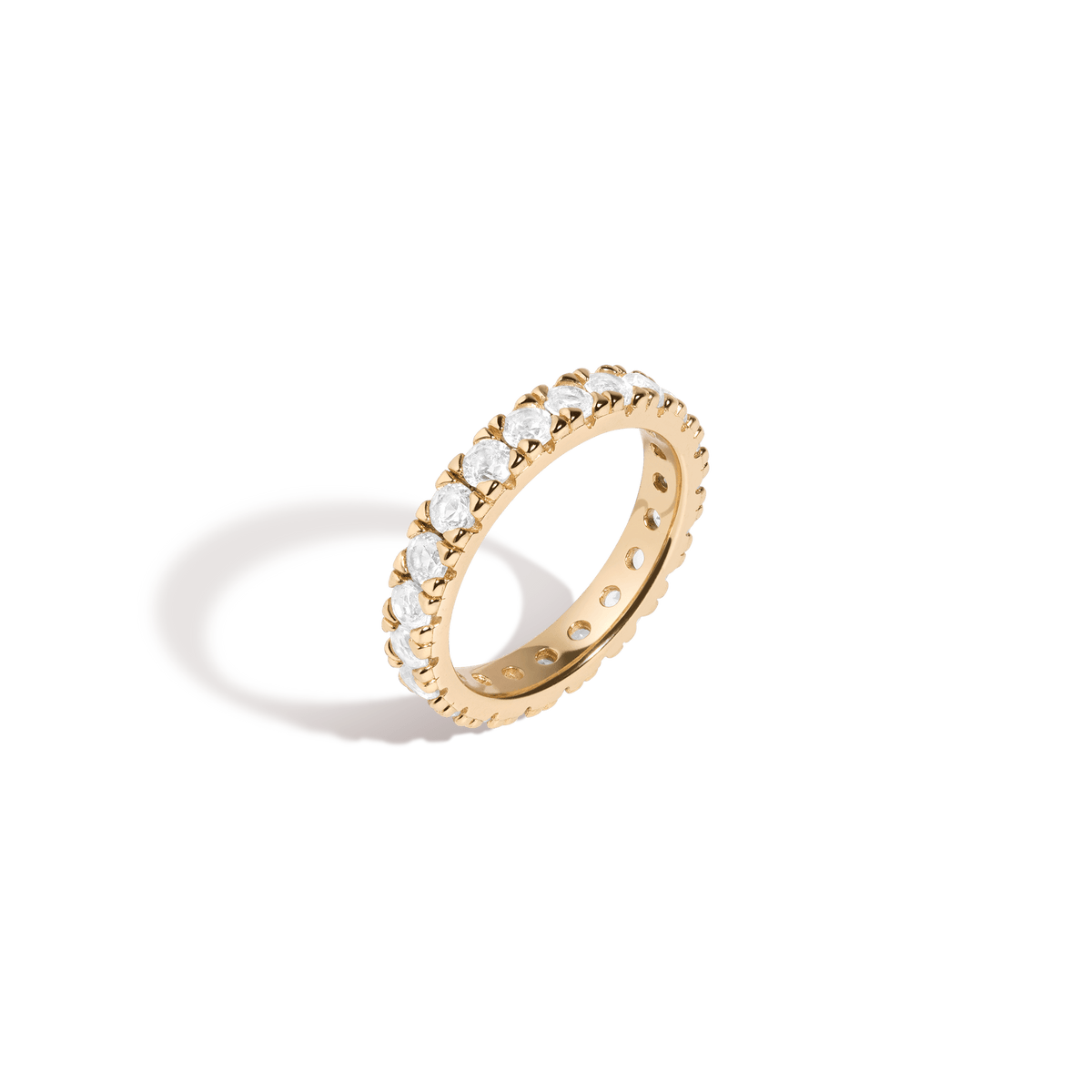2ct Lab Grown White Sapphire Eternity Ring Vermeil Yellow Gold