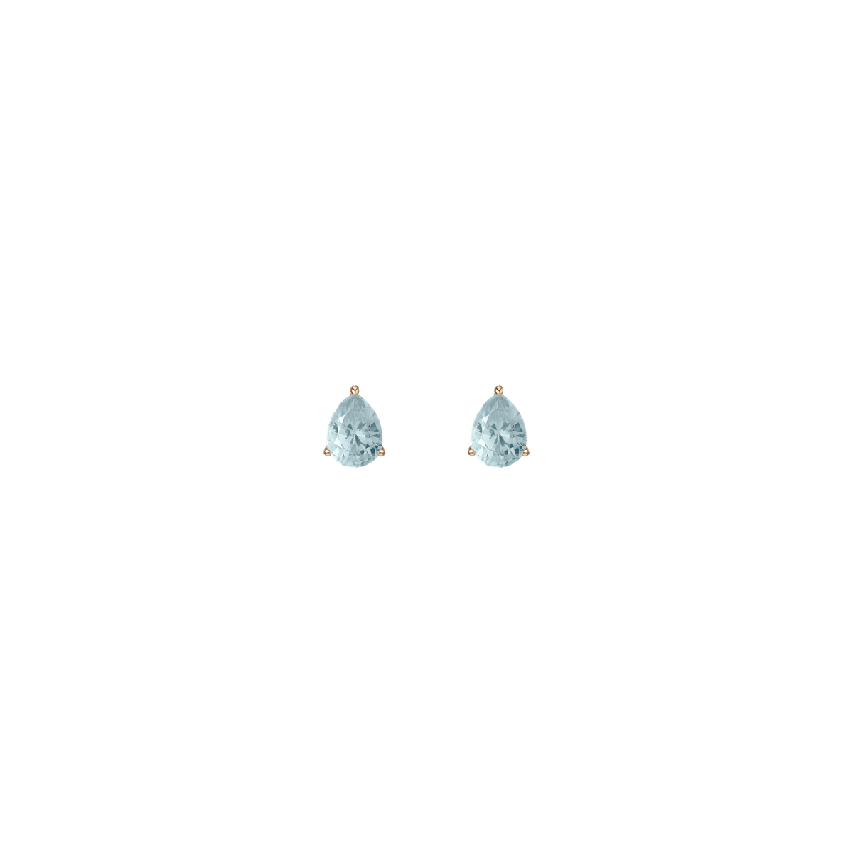 Pear Gemstone Solitaire Stud Earrings Vermeil Yellow Gold Aquamarine