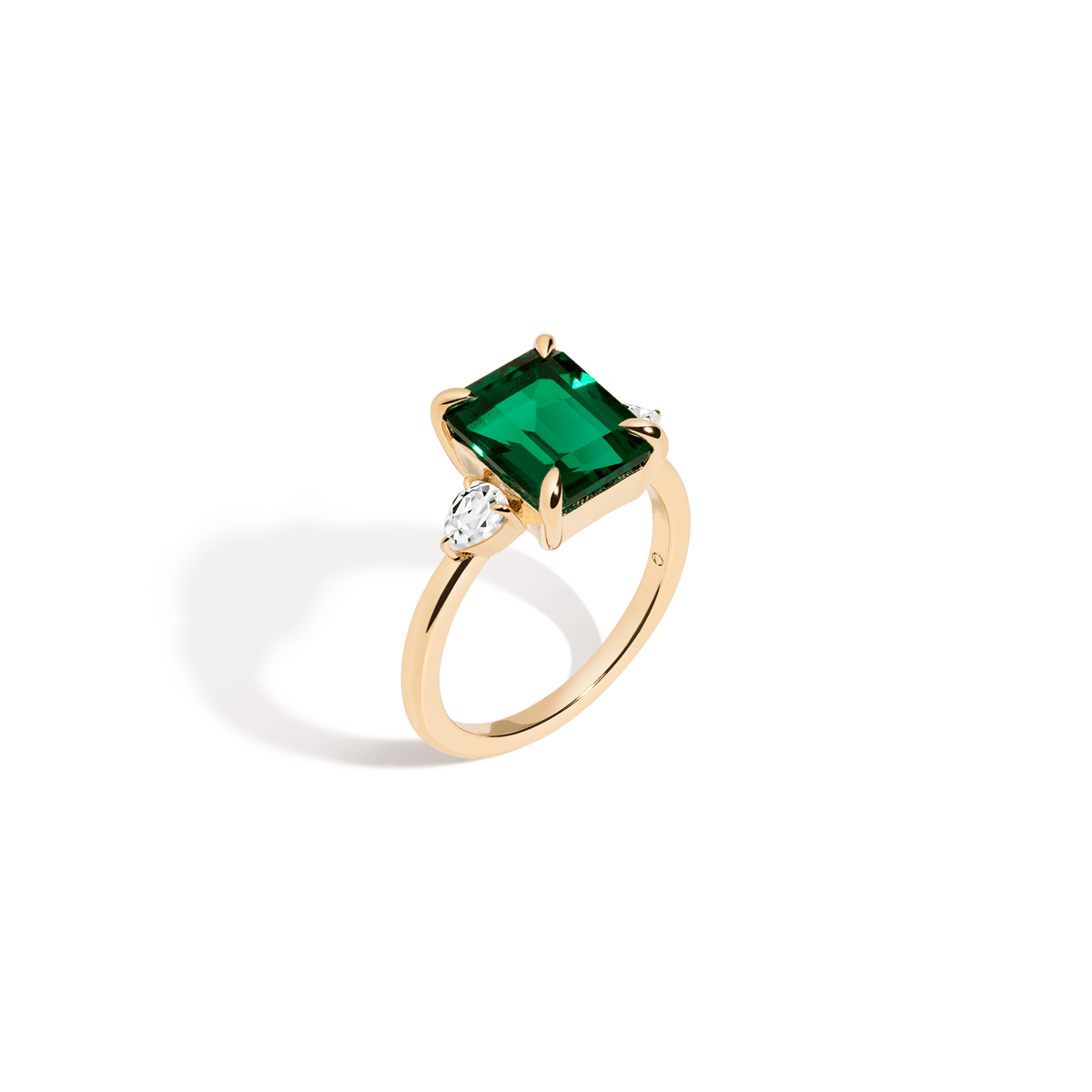 Emerald Gemstone Cocktail Ring - White Sapphire