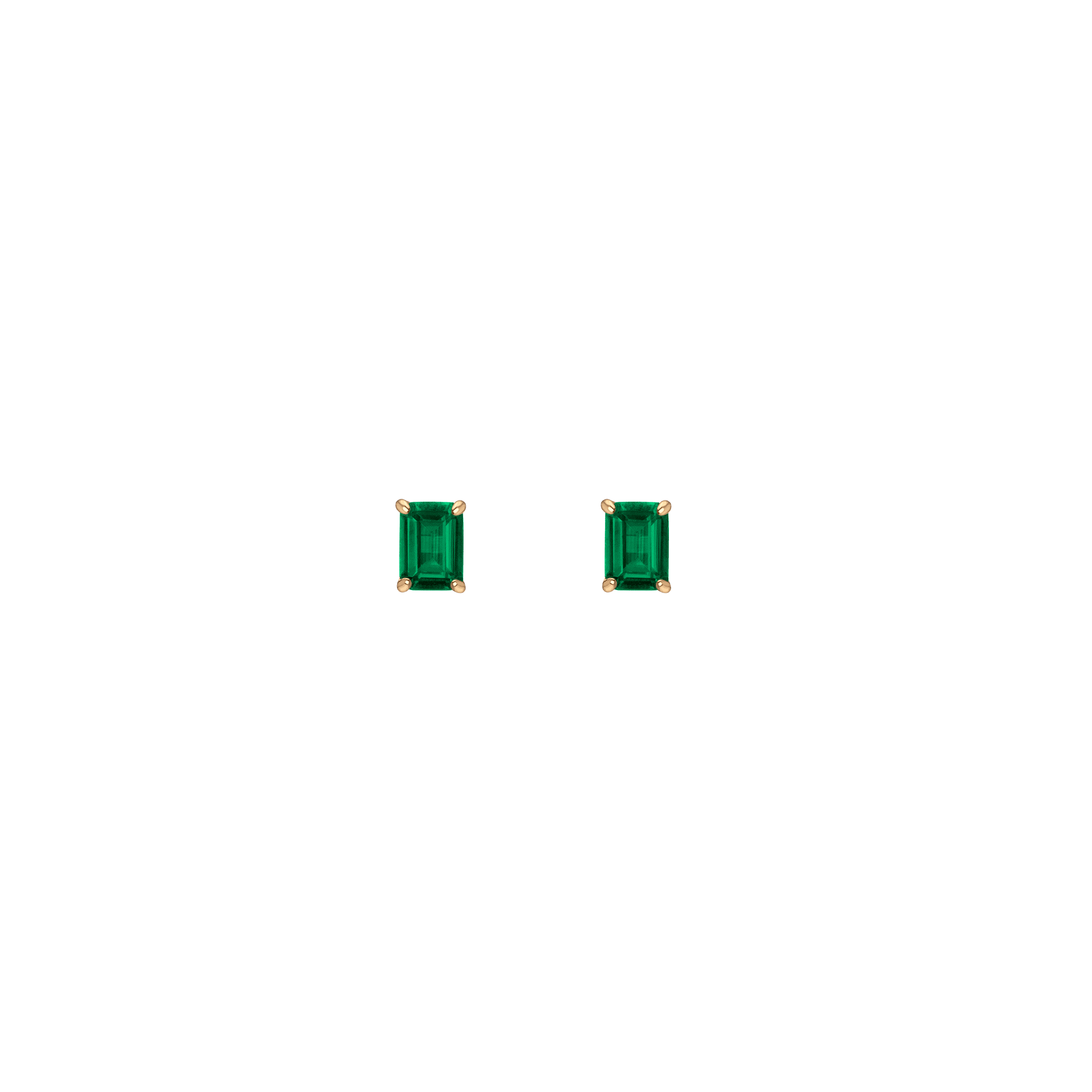Emerald Gemstone Solitaire Stud Earrings