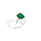 Emerald Gemstone Cocktail Ring - White Sapphire