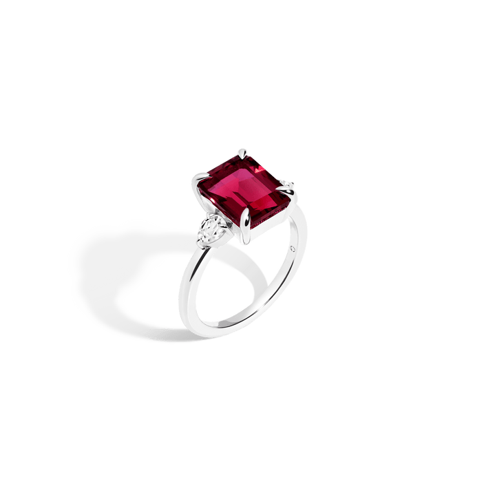 Emerald Gemstone Cocktail Ring Vermeil 14k 18k White Gold Red Ruby