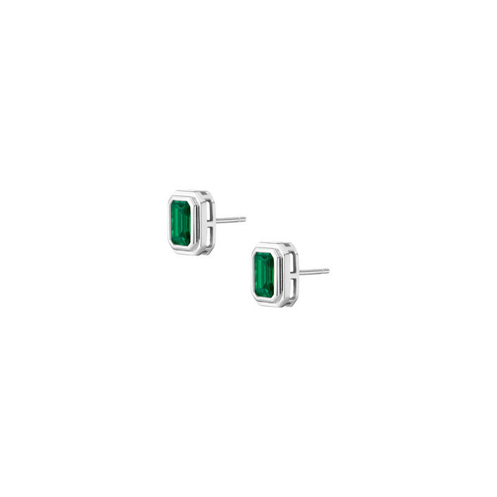 Emerald Heirloom Stud Earrings Vermeil 14k 18k White Gold Pair