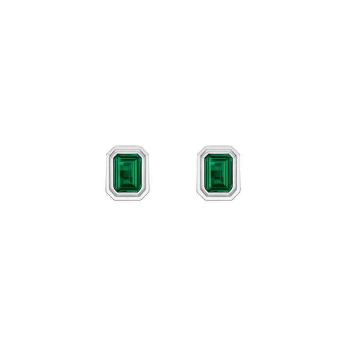 Emerald Heirloom Stud Earrings Vermeil 14k 18k White Gold Pair First