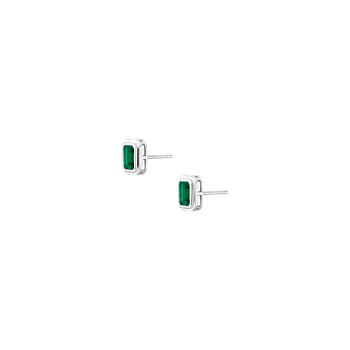 Mini Emerald Heirloom Stud Earrings Vermeil 14k 18k White Gold Pair