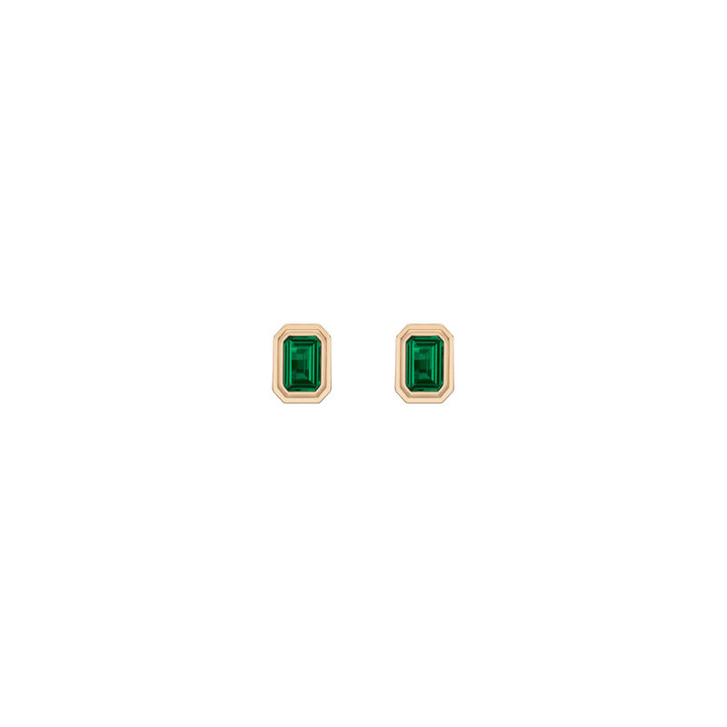 Mini Lab Grown Emerald Heirloom Stud Earrings