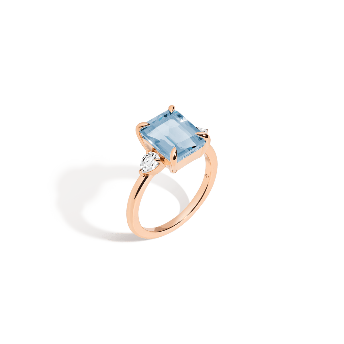 Emerald Gemstone Cocktail Ring - White Sapphire